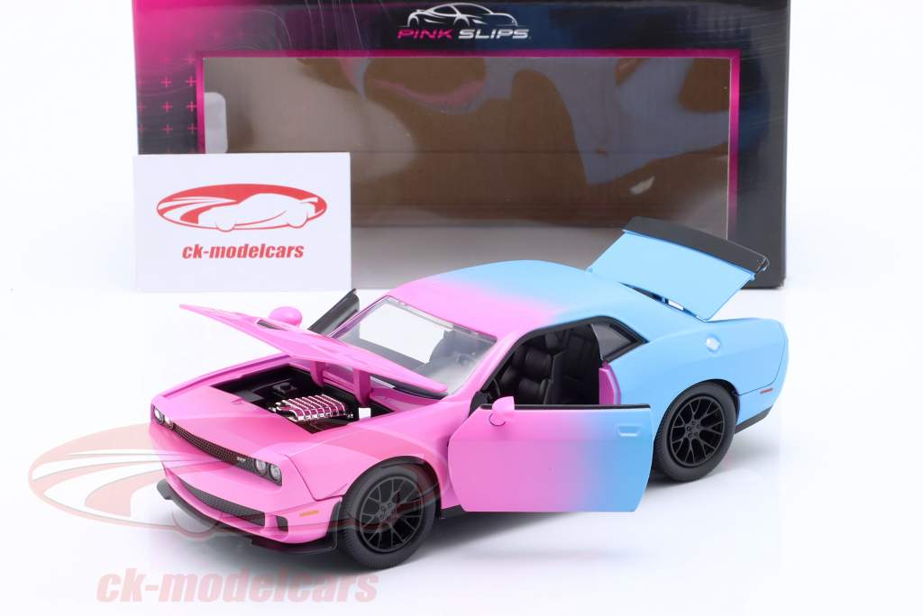 Pink Slips Dodge Challenger SRT Hellcat 2015 pink / light blue 1:24 Jada Toys