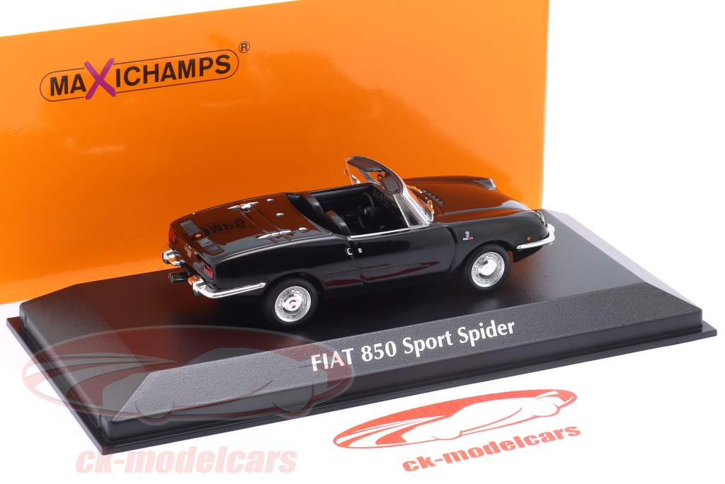 Fiat 850 Sport Spider Byggeår 1968 sort 1:43 Minichamps