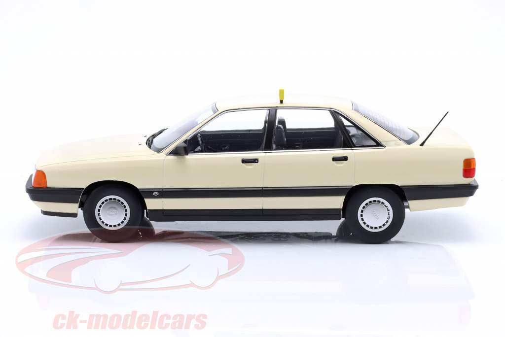 Audi 100 C3 Taxi year 1989 ivory 1:18 Triple9