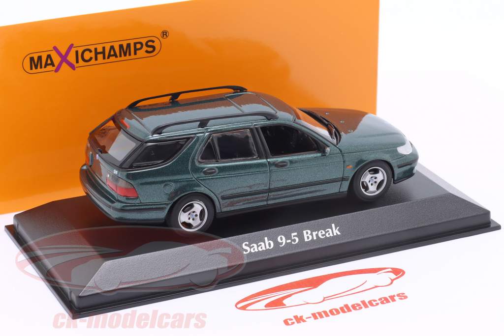 Saab 9-5 Break 建设年份 1999 深绿色 金属的 1:43 Minichamps