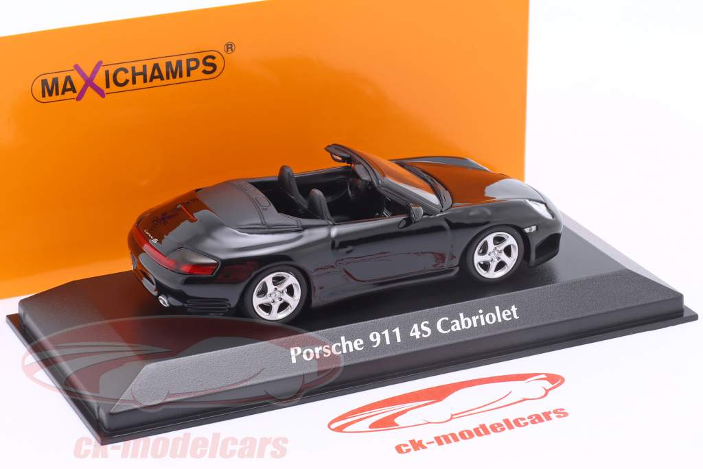 Porsche 911 4S convertible Année de construction 2003 noir 1:43 Minichamps