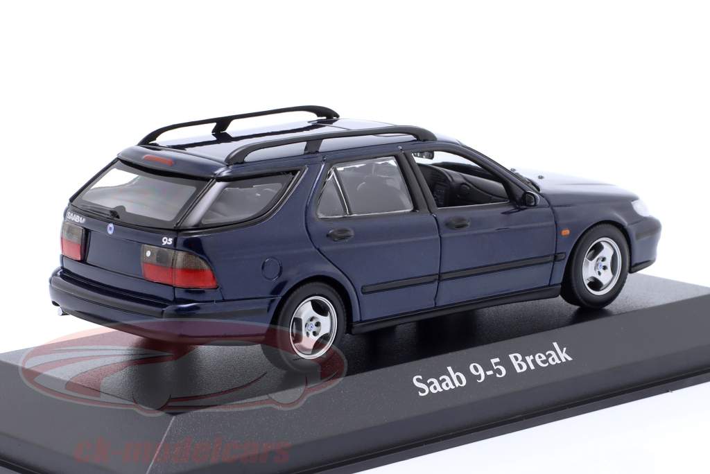 Saab 9-5 Break Bouwjaar 1999 donkerblauw metalen 1:43 Minichamps