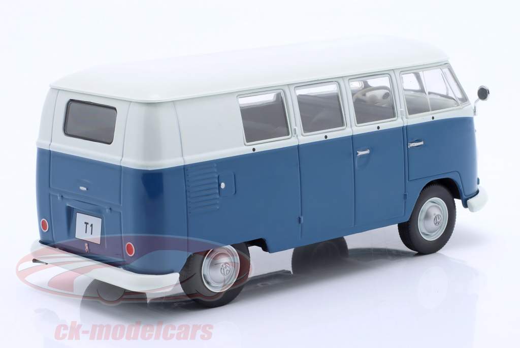 Volkswagen VW T1 Byggeår 1960 blå / hvid 1:24 WhiteBox