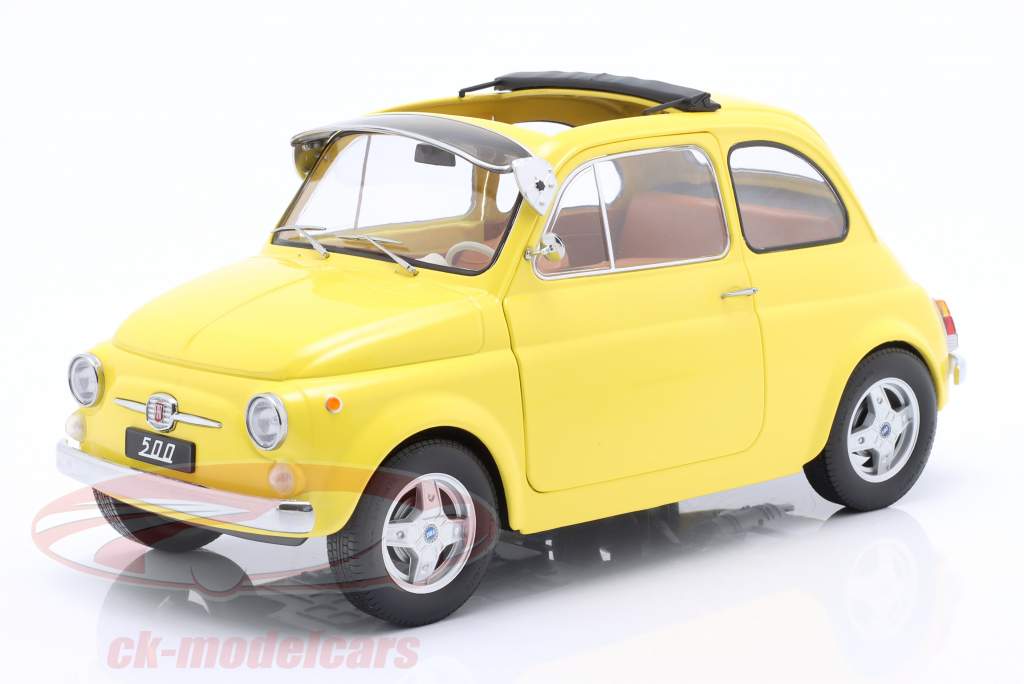Fiat 500 F Custom と 取り外し可能な 屋根 建設年 1968 黄色 1:12 KK-Scale