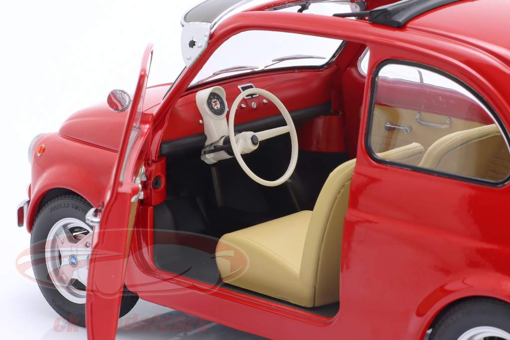 Fiat 500 F Custom と 取り外し可能な 屋根 建設年 1968 赤 1:12 KK-Scale