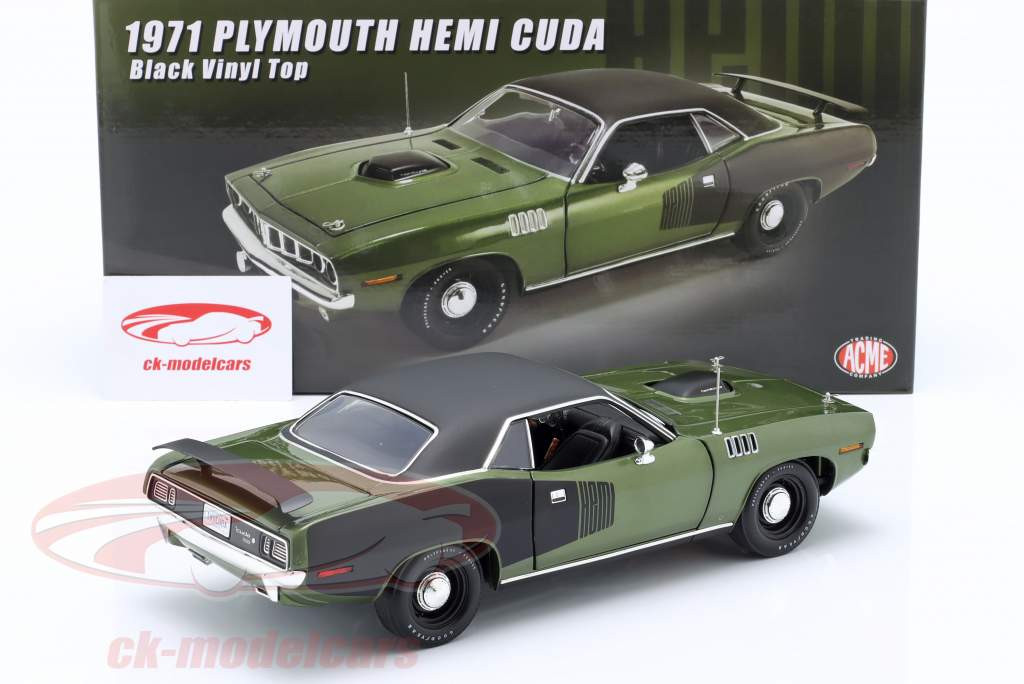 Plymouth Hemi Cuda Vinyldach Año de construcción 1971 hiedra verde / negro 1:18 GMP