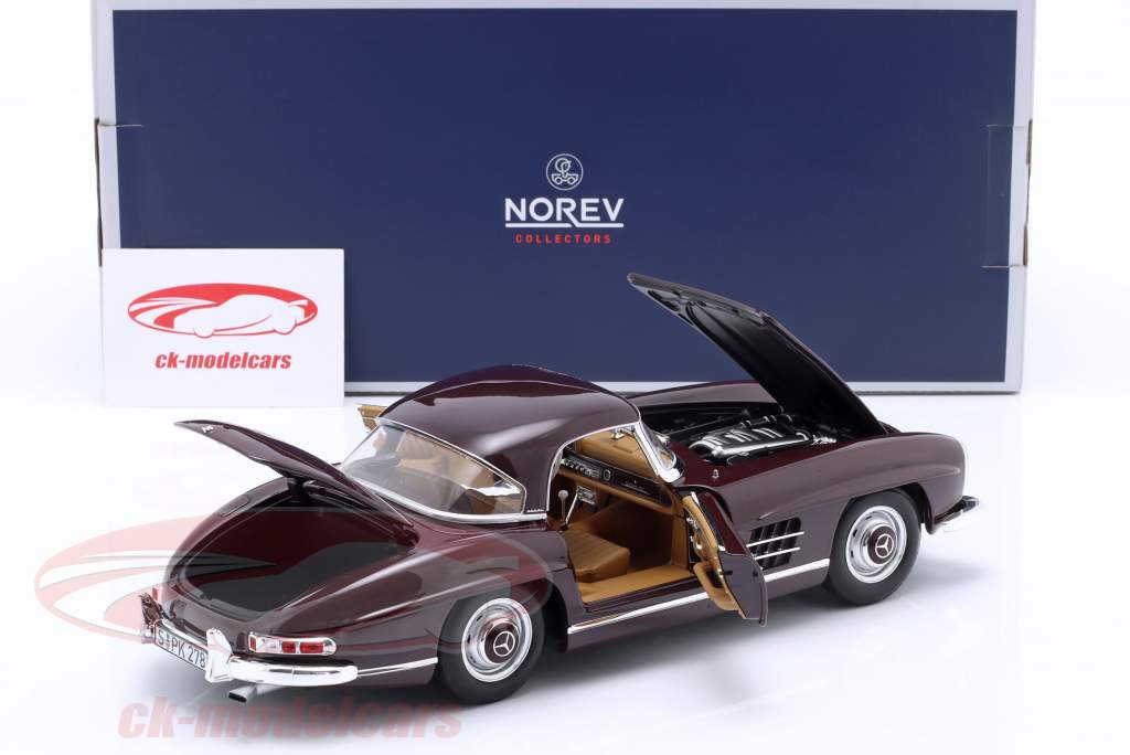 Mercedes-Benz 300 SL Roadster ano de construção 1957 vermelho escuro 1:18 Norev