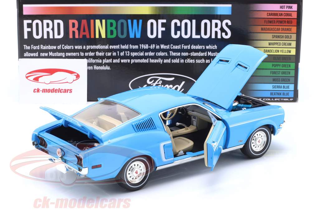Greenlight 1:18 Ford Mustang Fastback rainbow of colours 建設年 1968 sierra 青  13640 モデル 車 13640 810087060671