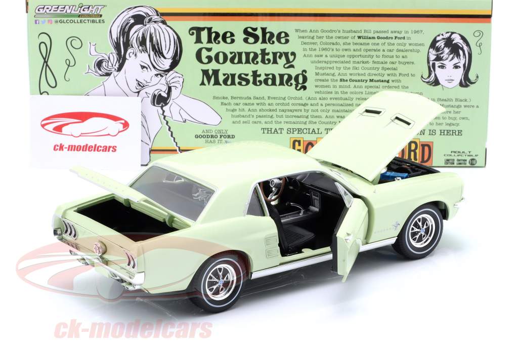 Ford Mustang Coupe Año de construcción 1967 verde claro 1:18 Greenlight