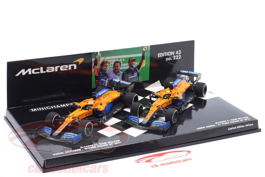 2-Car Set Ricciardo #3 优胜者 & Norris #4 第二名 意大利 GP 公式 1 2021 1:43 Minichamps