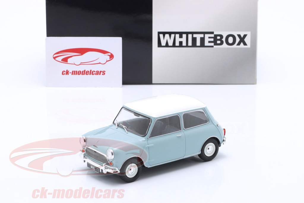 Austin Mini Cooper S Año de construcción 1965 Azul claro / blanco RHD 1:24 WhiteBox