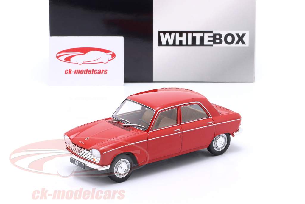 Peugeot 204 Byggeår 1968 rød 1:24 WhiteBox