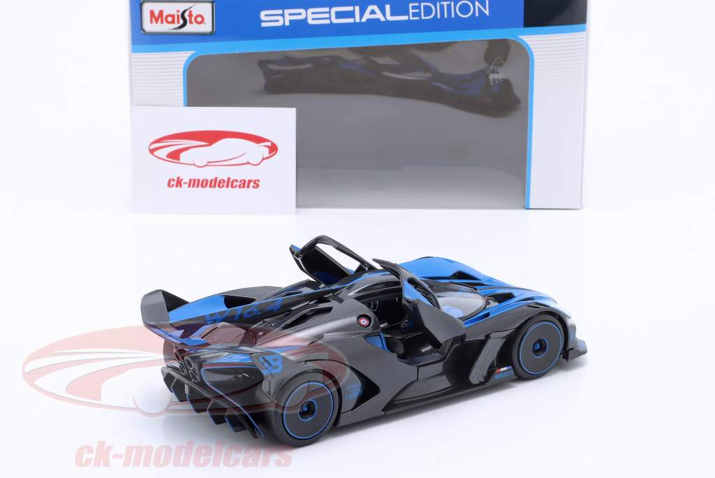 Bugatti Bolide W16.4 Byggeår 2020 blå / carbon 1:24 Maisto
