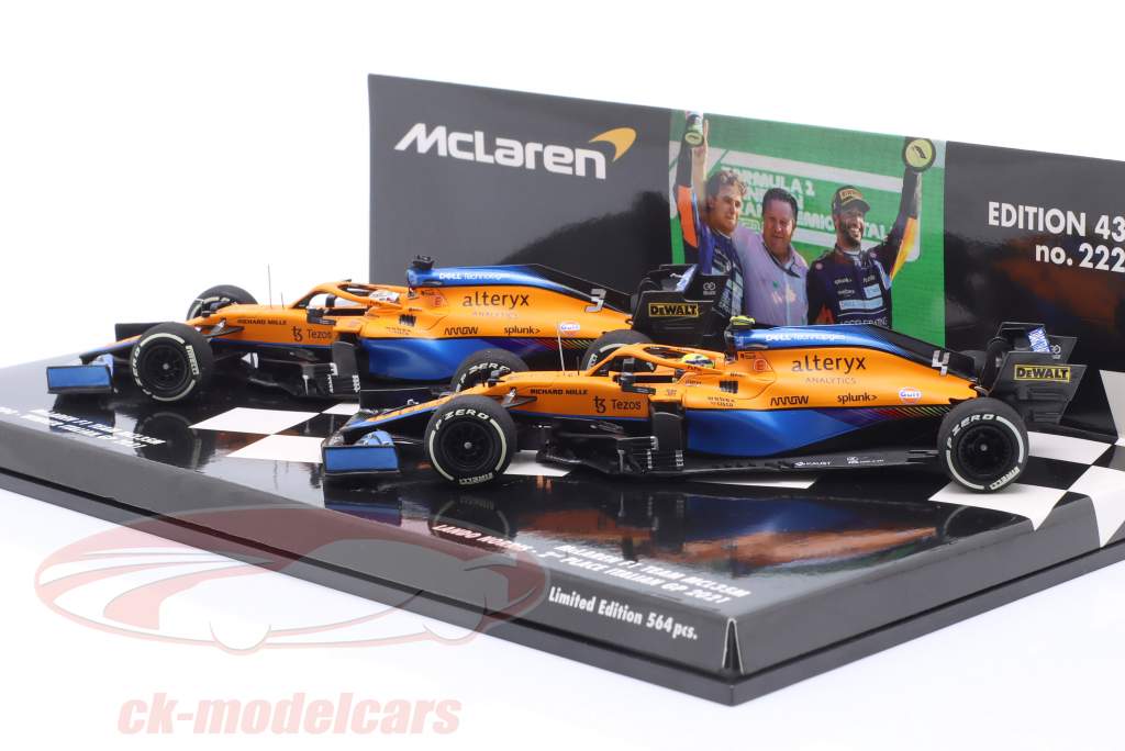 2-Car Set Ricciardo #3 勝者 & Norris #4 2番目 イタリア GP 式 1 2021 1:43 Minichamps