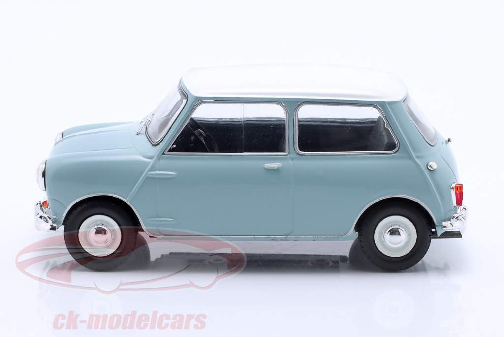 Austin Mini Cooper S year 1965 Light Blue / white RHD 1:24 WhiteBox