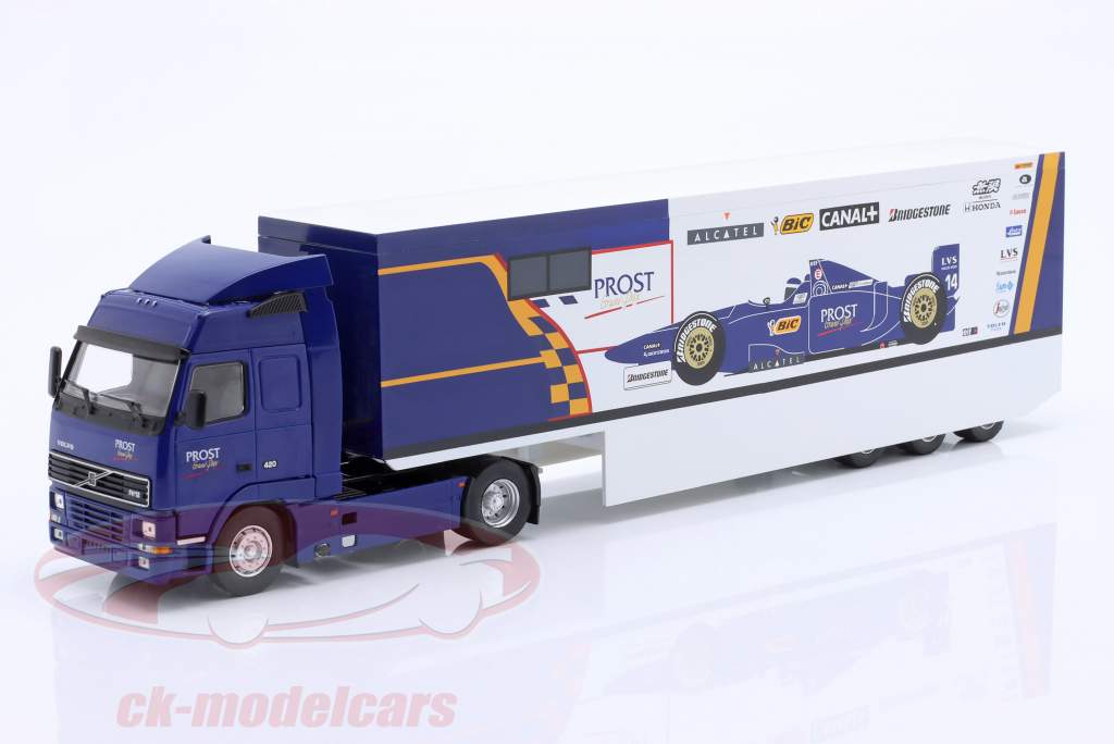 Volvo FH12 Prost Grand Prix Formel 1 1997 Team Transporter blau / weiß 1:43 Ixo