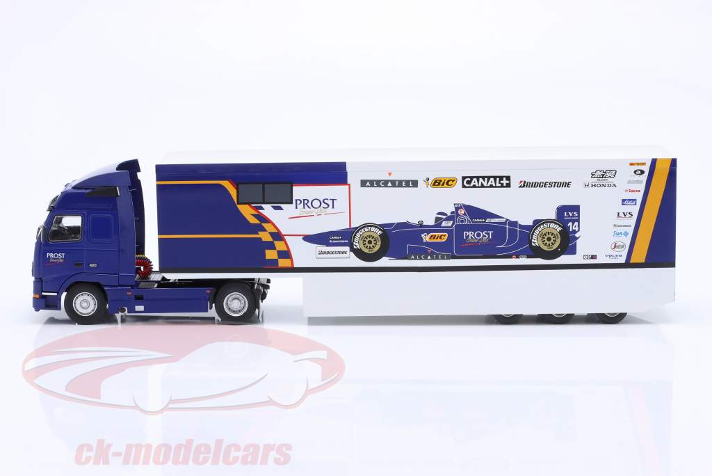 Volvo FH12 Prost Grand Prix Formel 1 1997 Team Transporter blau / weiß 1:43 Ixo