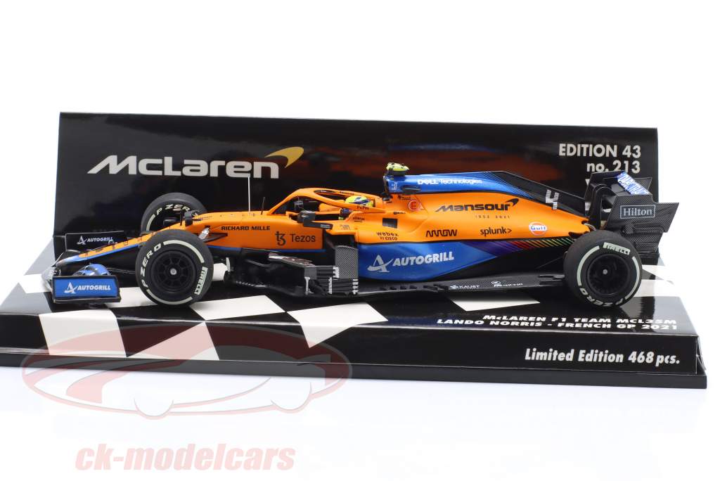 Lando Norris McLaren MCL35M #4 5 ª França GP Fórmula 1 2021 1:43 Minichamps