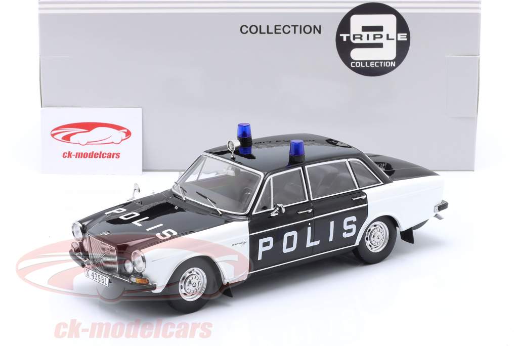 Volvo 164 police Sweden year 1970 black / white 1:18 Triple9