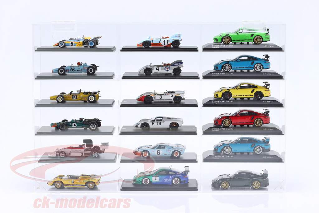 Haute qualité Acrylique Vitrine pour 18 voitures modèles dans échelle 1:43 Jewel Cases