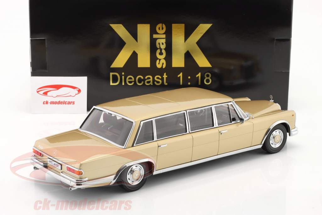Mercedes-Benz 600 Pullman LWB (W100) Anno di costruzione 1964 oro metallico 1:18 KK-Scale