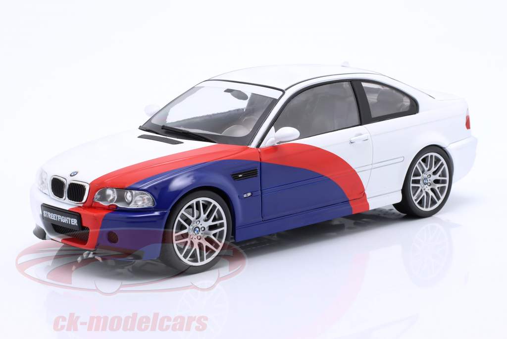 BMW M3 (E46) Streetfighter Año de construcción 2000 blanco / azul / rojo 1:18 Solido