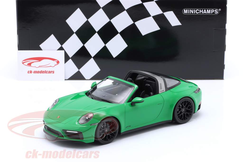 Porsche 911 (992) Targa 4 GTS Bouwjaar 2021 pythongroen 1:18 Minichamps