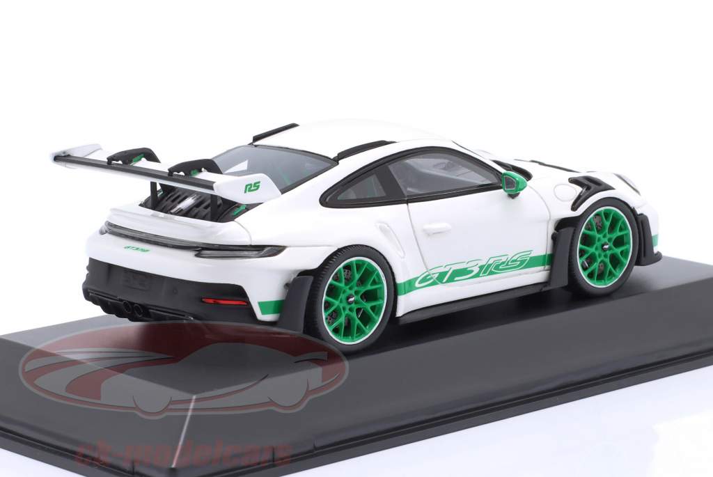 Porsche 911 (992) GT3 RS Byggeår 2022 hvid / grøn 1:43 Spark