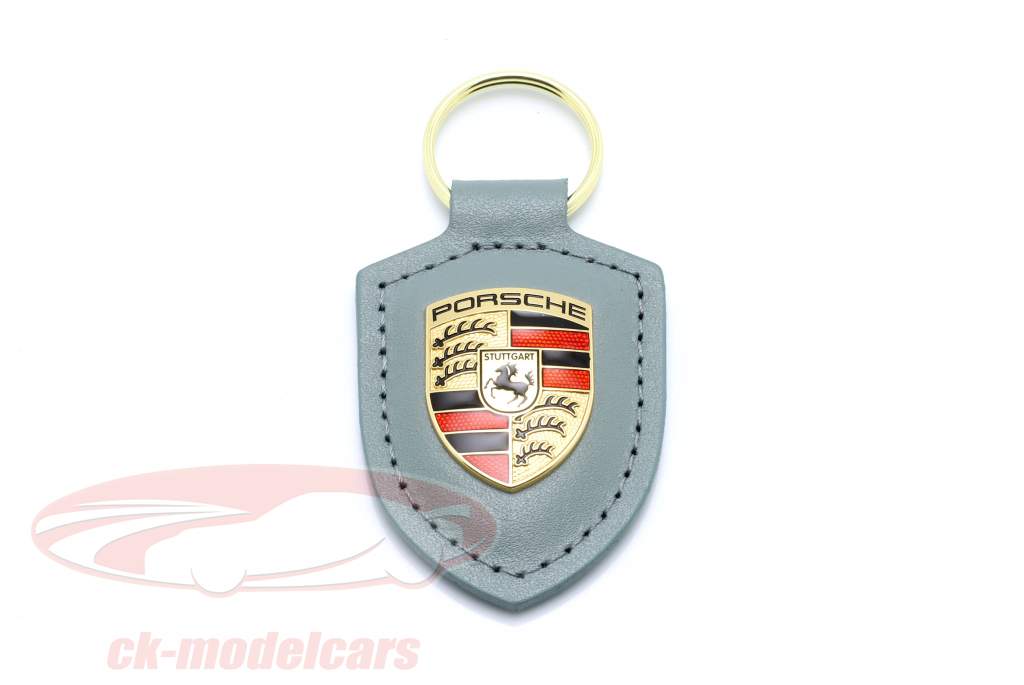 Leather keychain Porsche badge shade green