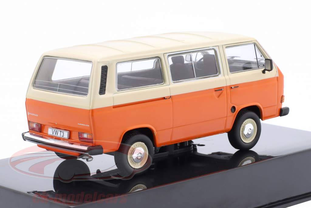 Volkswagen VW Typ 2 (T3) Caravelle Année de construction 1981 orange / beige 1:43 Ixo