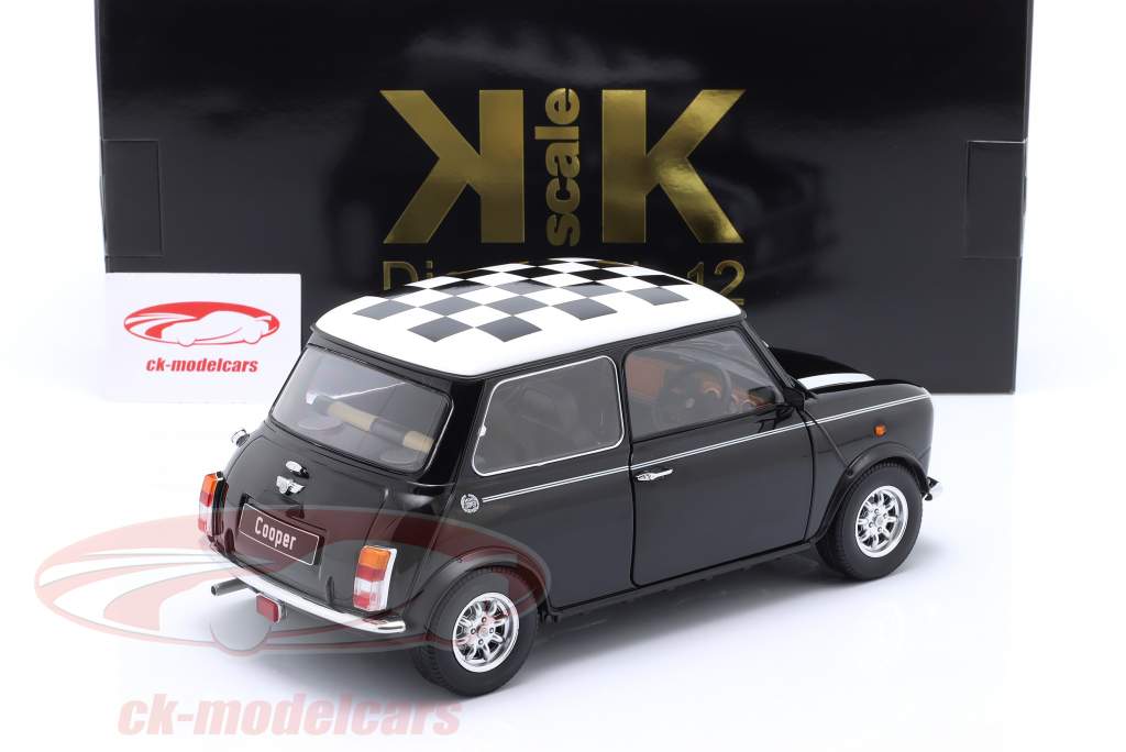Mini Cooper RHD kariert schwarz / weiß 1:12 KK-Scale
