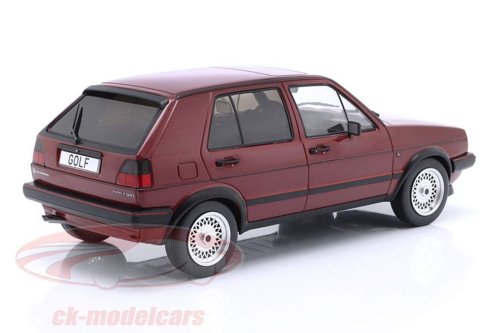 Volkswagen VW Golf 2 GTI Byggeår 1984 mørkerød metallisk 1:18 Model Car Group