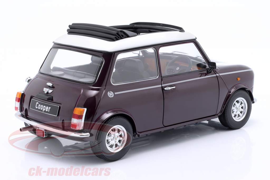 Mini Cooper RHD med Soltag violet metallisk / hvid 1:12 KK-Scale