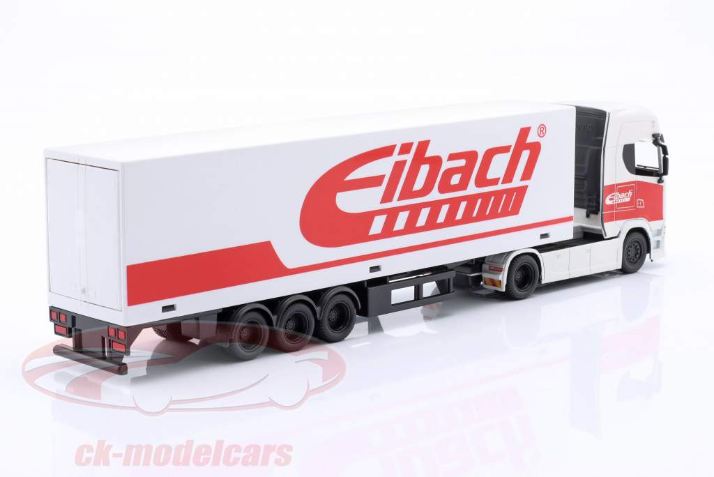 Scania Semirimorchio con semirimorchio "Eibach" bianco / rosso 1:43 Bburago
