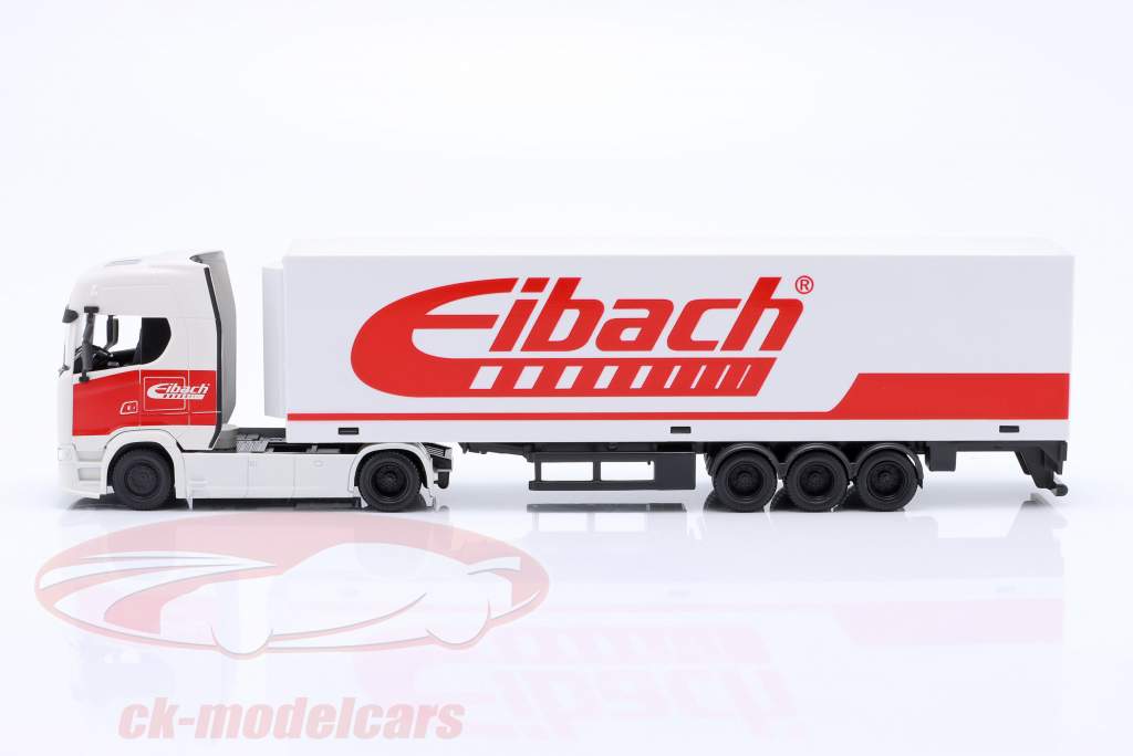 Scania Полуприцеп грузовик с полуприцеп "Eibach" белый / красный 1:43 Bburago