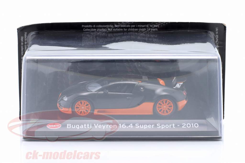 Bugatti Veyron 16.4 Super Sport Byggeår 2010 sort / orange 1:43 Altaya