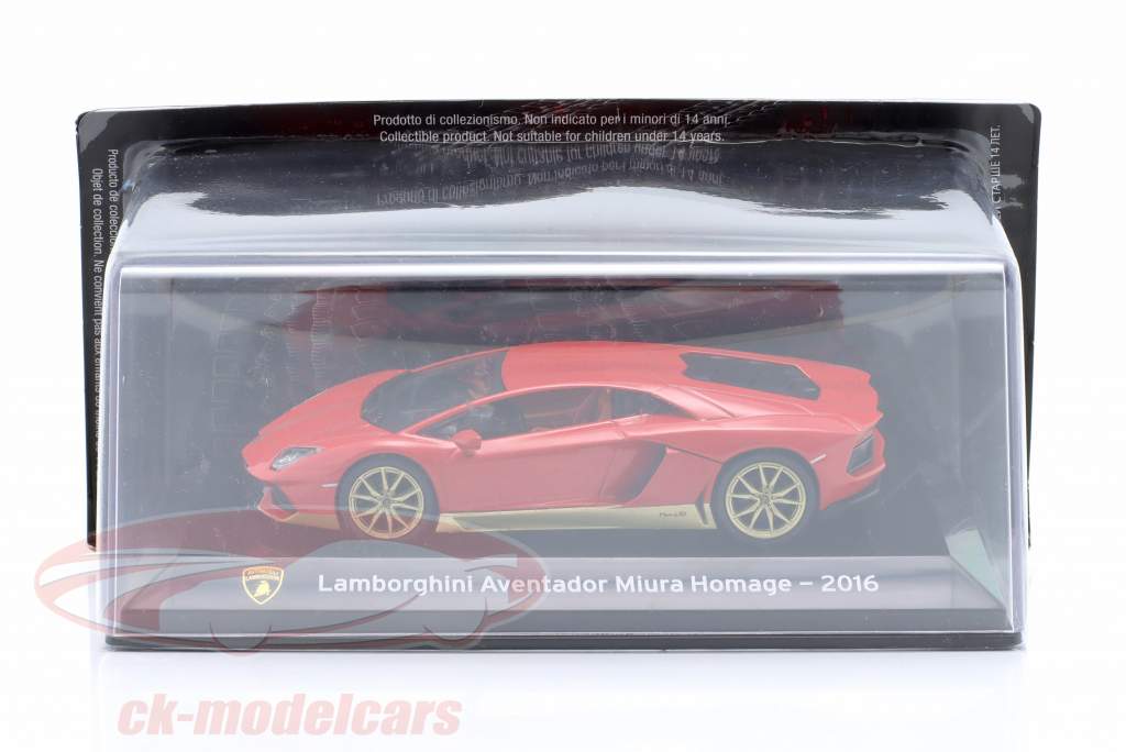 Lamborghini Aventador Miura Homage Anno di costruzione 2016 rosso 1:43 Altaya