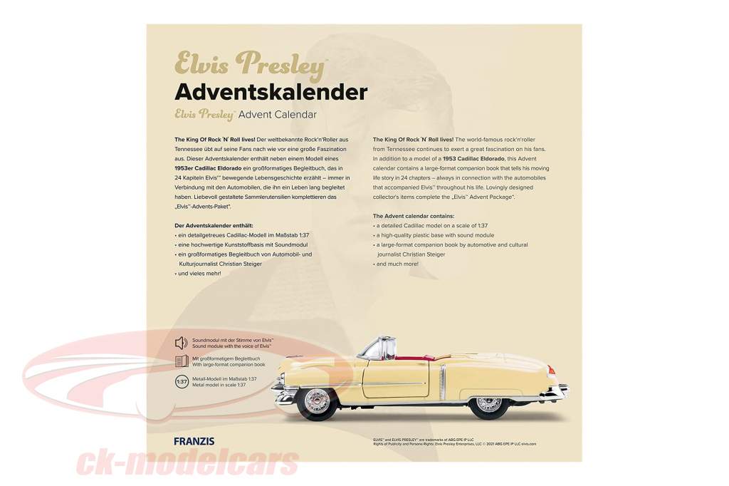 Elvis Presley Adventskalender: Cadillac Eldorado 1953 gelb 1:37 Franzis