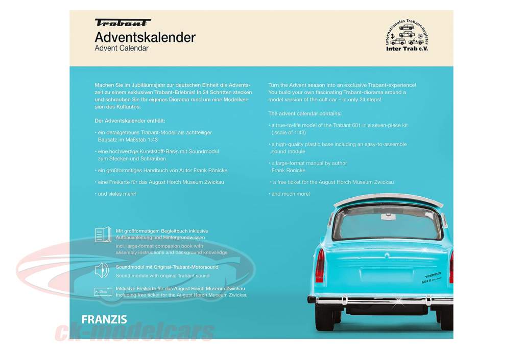 Trabant Advent kalender: Trabant 601 blauw 1:43 Franzis