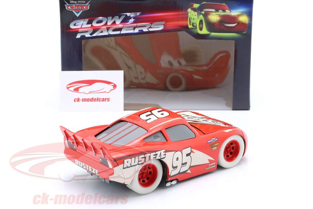 Lightning McQueen Glow Racers #95 Disney Película Cars rojo / blanco 1:24 Jada Toys