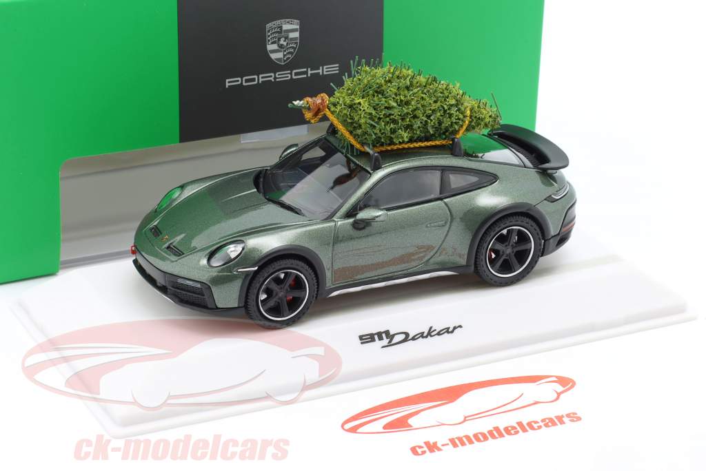 Porsche 911 Dakar Kerstmis editie 2023 donkergroen metalen 1:43 Spark