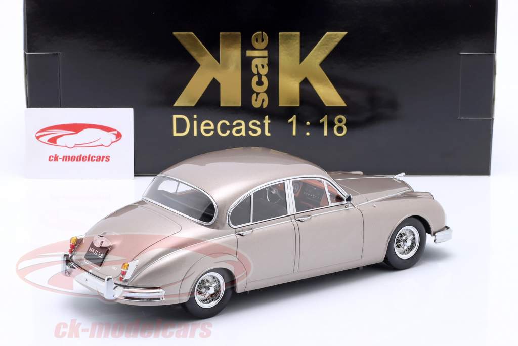 Jaguar MK II 3.8 LHD year 1959 pearl silver 1:18 KK-Scale