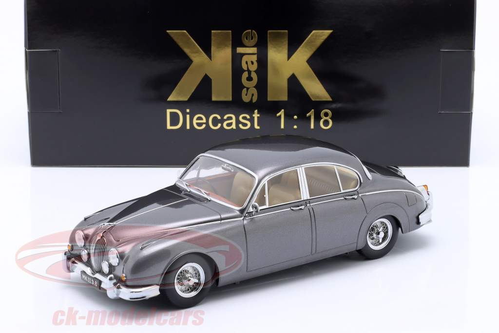 Jaguar MK II 3.8 RHD Byggeår 1959 mørkegrå metallisk 1:18 KK-Scale