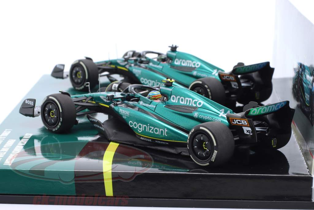 2-Car Set Alonso #14 & Stroll #18 Bahréin GP fórmula 1 2023 1:43 Minichamps
