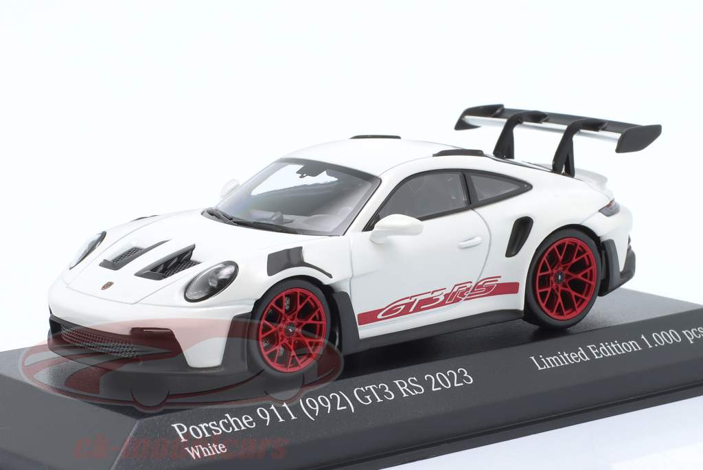 Porsche 911 (992) GT3 RS 2023 hvid / Rød fælge & indretning 1:43 Minichamps