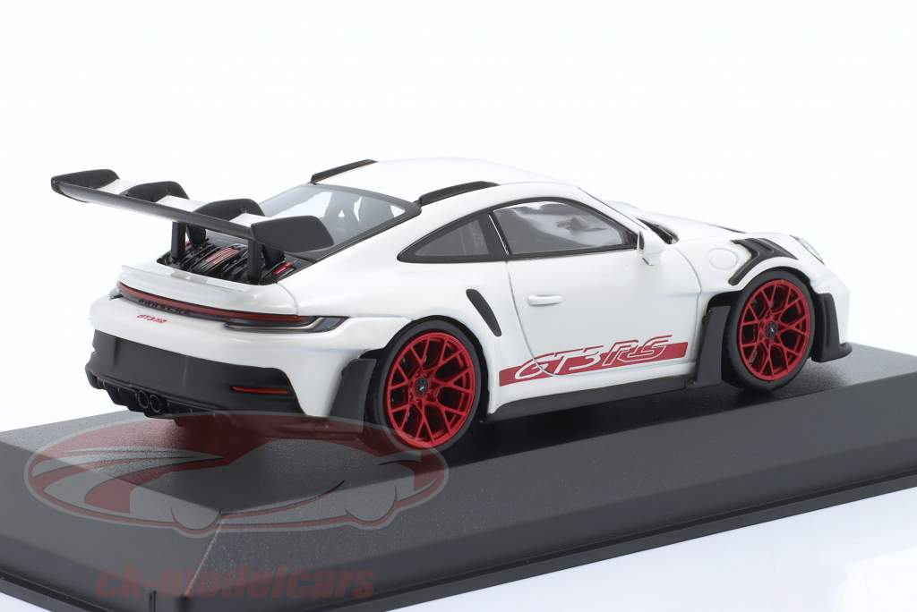 Porsche 911 (992) GT3 RS 2023 wit / Rood velgen & decor 1:43 Minichamps