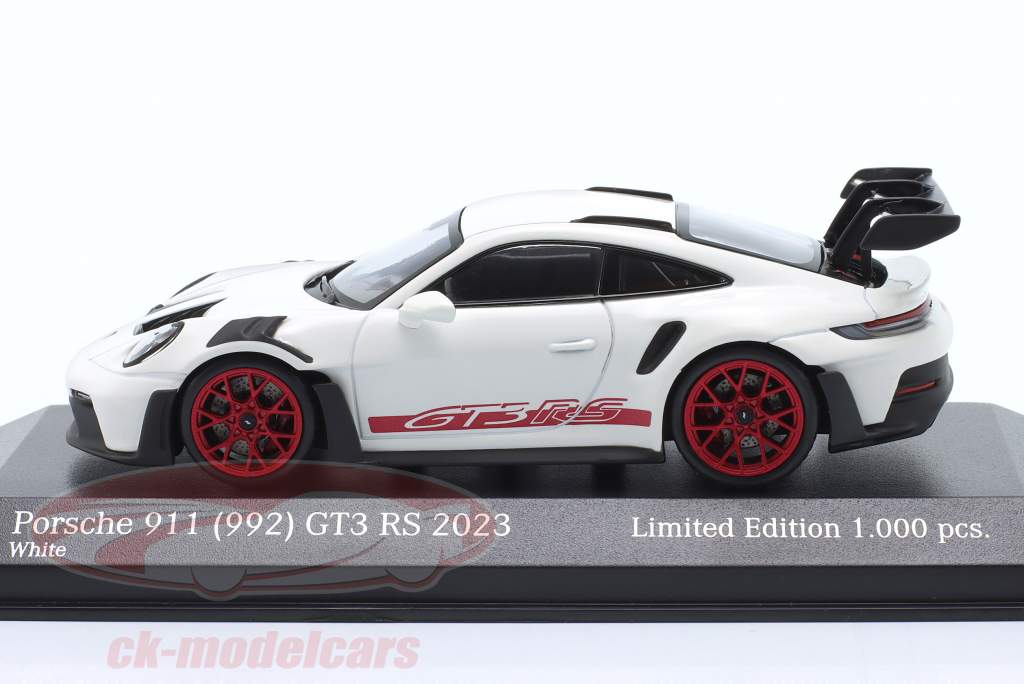 Porsche 911 (992) GT3 RS 2023 white / red rims & decor 1:43 Minichamps