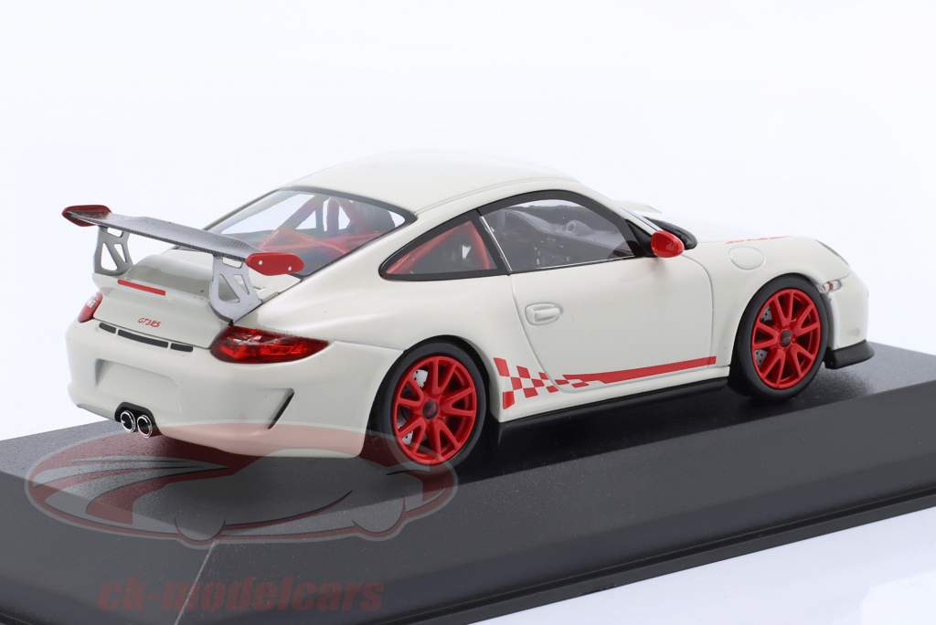 Porsche 911 (997.II) GT3 RS 3.8 Bouwjaar 2009 wit met rood decor 1:43 Minichamps