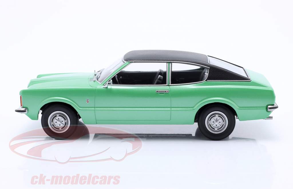 Ford Taunus GT Coupe med Vinyl tag 1971 grøn metallisk / sort 1:18 KK-Scale