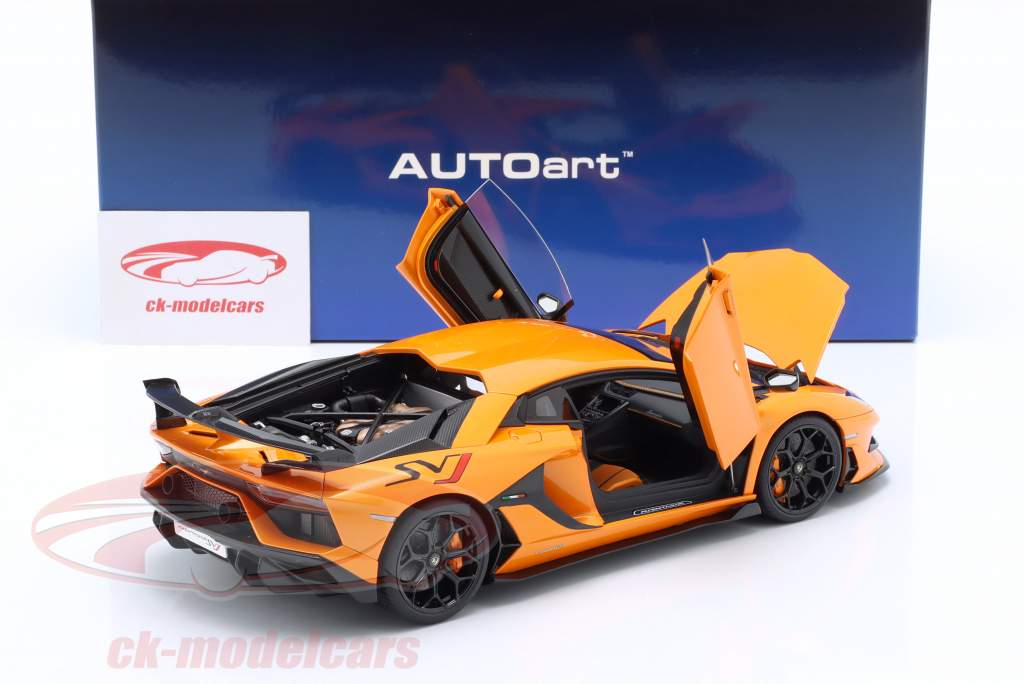 Lamborghini Aventador SVJ Byggeår 2019 atlas orange 1:18 AUTOart
